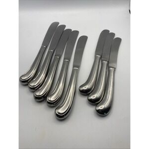 Vintage Unbranded Stainless Set of‎ 8 Pistol Grip Butter Knives 2 Patterns